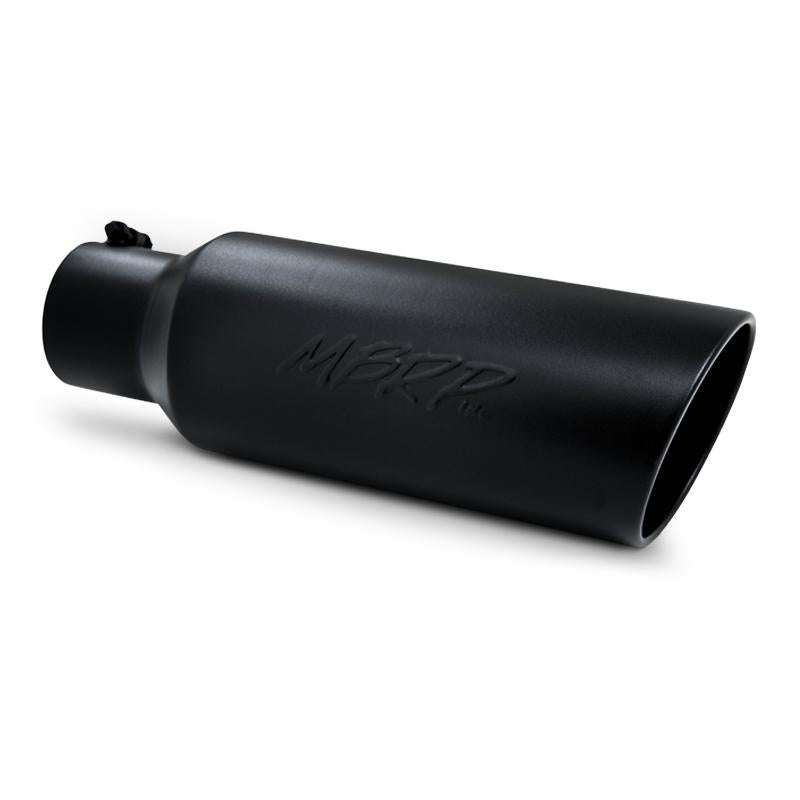 MBRP T5130BLK Universal Tip 6in OD Rolled End 4in Inlet 18in L Black Coated Exhaust Tip