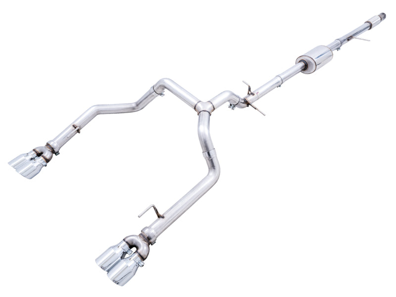 AWE Tuning 3015-42201 4th Gen GM 1500 5.3L 0FG Catback Split Rear Exit (w/ Bumper Cutouts) - Quad Chrome Tips
