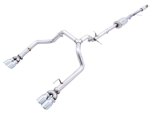AWE Tuning 3015-42201 4th Gen GM 1500 5.3L 0FG Catback Split Rear Exit (w/ Bumper Cutouts) - Quad Chrome Tips