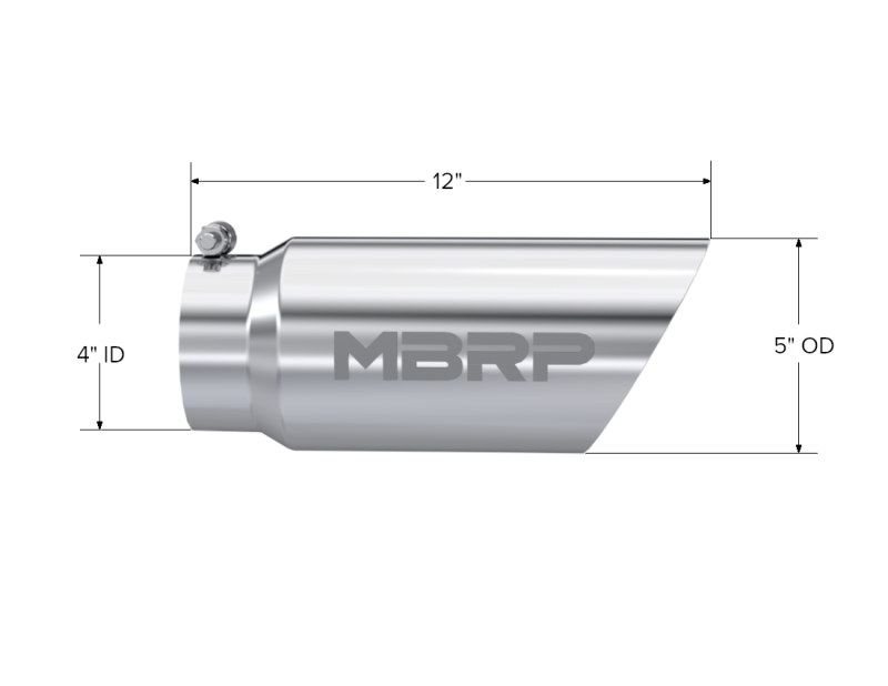 MBRP T5053 Universal Tip 5 O.D. Dual Wall Angled 4 inlet 12 length