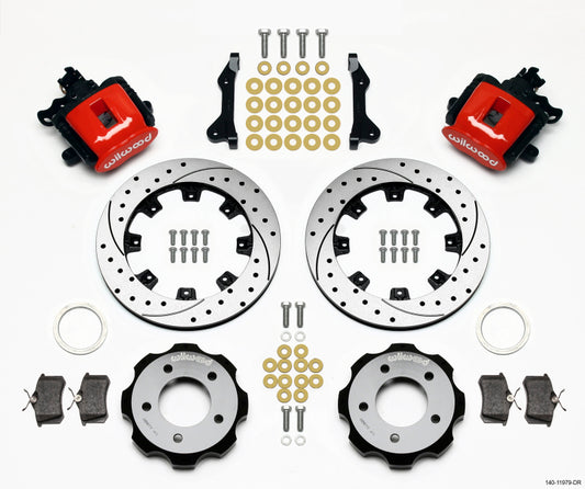 Wilwood 140-11979-DR Combination Parking Brake Rear Kit 12.19in Drilled Red 2006-Up Civic / CRZ