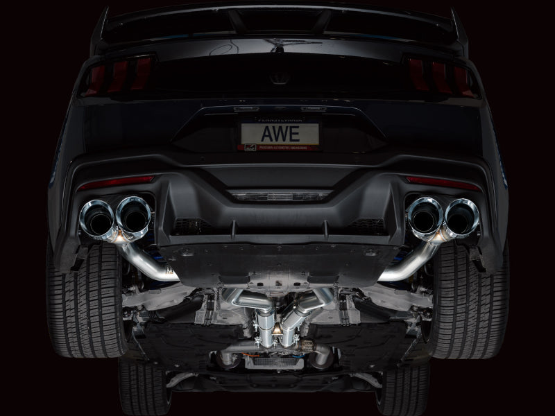 AWE Tuning 3020-42375 AWE 2024 Ford Mustang Dark Horse S650 RWD Track Edition Catback Exhaust w/ Quad Chrome Silver Tips