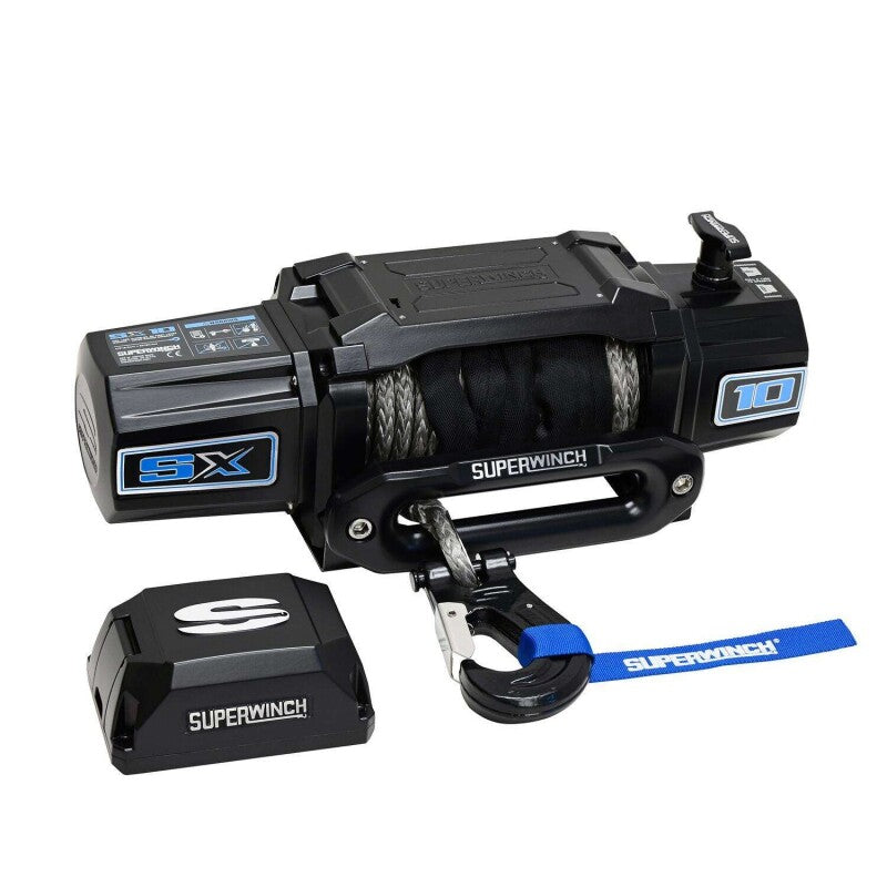 Superwinch 1710204 10000 LBS 12V DC 3/8in x 80ft Synthetic Rope SX10SR Winch - Semi Gloss Black