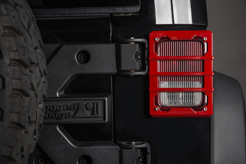Rugged Ridge 11226.06 07-18 Jeep Wrangler JK Red Elite Tail Light Guards