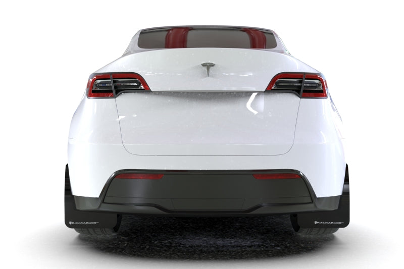 Rally Armor MF72-UR-BLK/MBK 20-26 Tesla Model Y, Juniper Y Black Mud Flap - Metallic Black Logo