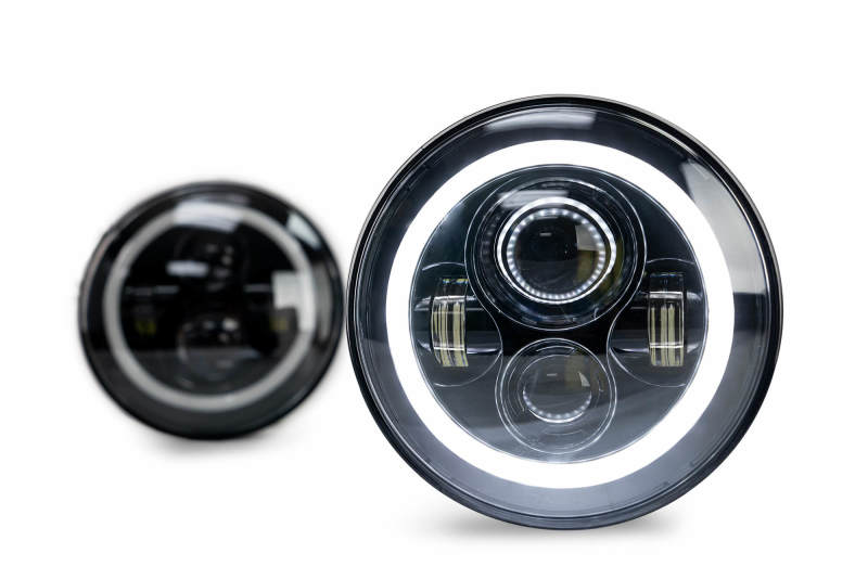 DV8 Offroad HL7JK-02 07-18 Jeep Wrangler JK LED Projector Headlights w/ Angel Eyes