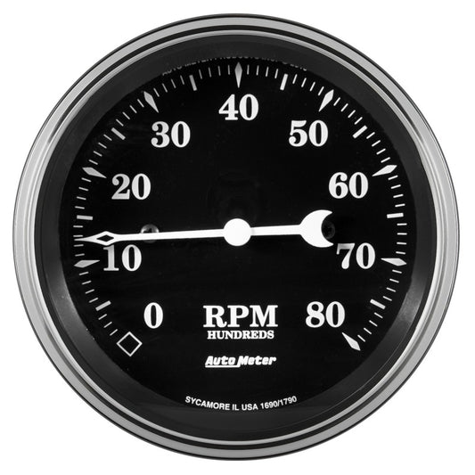 AutoMeter 1790 Auto Meter Gauge Tachometer 3 3/8in 8k RPM In-Dash Old Tyme Black