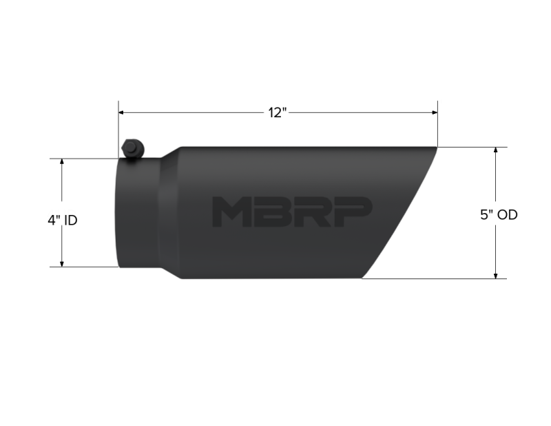 MBRP T5053BLK Universal Tip 5 O.D. Dual Wall Angled 4 inlet 12 length - Black Finish