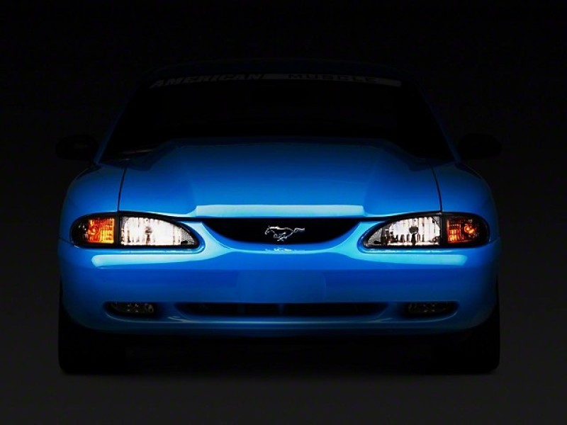 Raxiom 49050 94-98 Mustang Axial Series Cobra Style Headlights- Black Housing (Clear Lens)