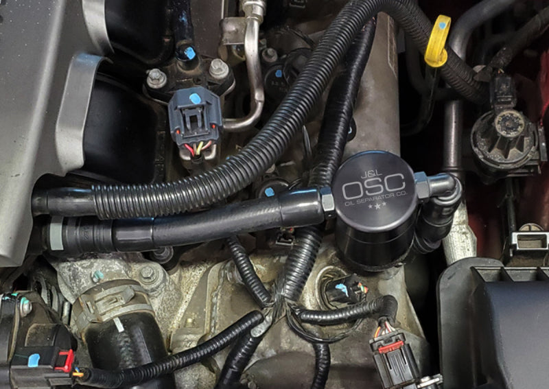 J&L 3051D-B 05-10 Ford Mustang GT Driver Side Oil Separator 3.0 V2 - Black Anodized
