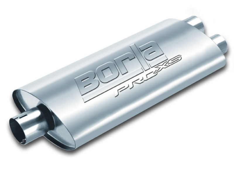 Borla 400485 Universal Center/Dual Oval 2.5in In/Dual 2.5in Out 19in x 4in x 9.5in Notched PRO-XS Muffler