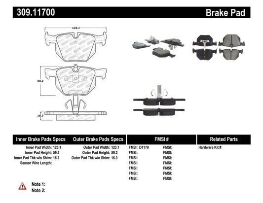 Stoptech 309.11700 StopTech Performance 06 BMW 330 Series (Exc E90) / 07-09 335 Series Rear Brake Pads