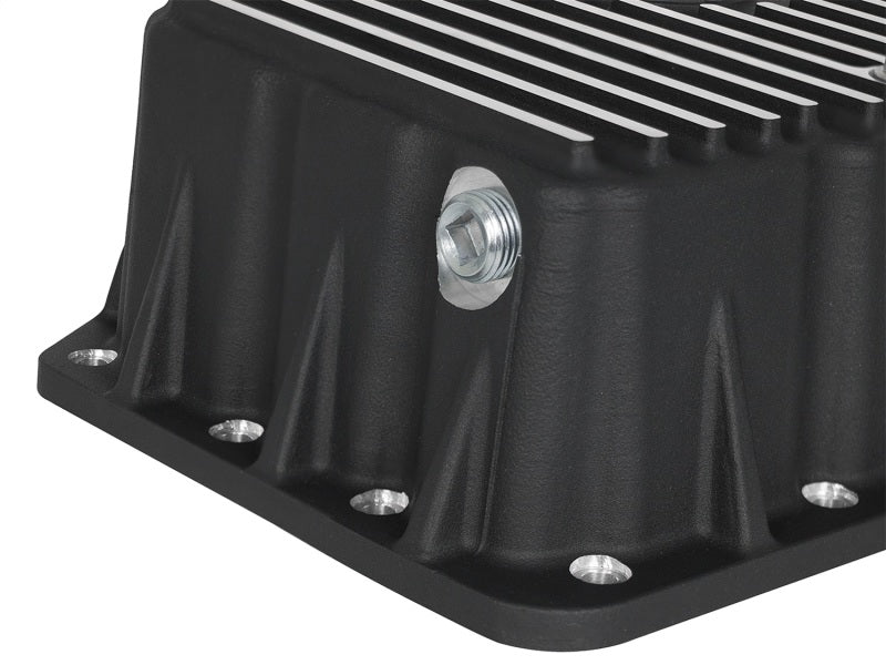 aFe 46-70322 AFE Pro Series Engine Oil Pan Black w/Machined Fins; 11-16 Ford Powerstroke V8-6.7L (td)