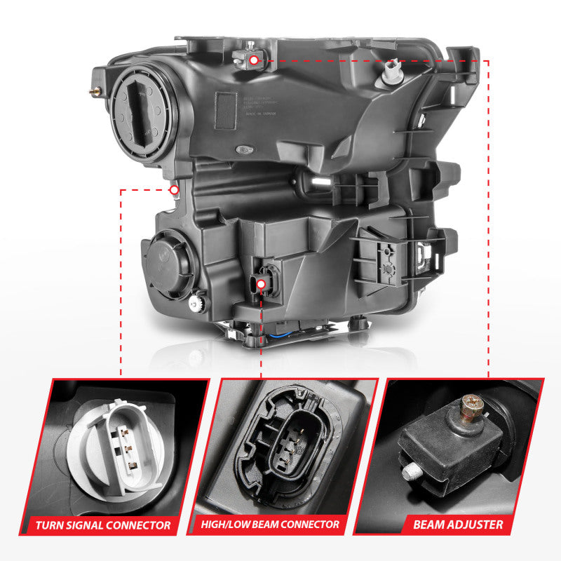 ANZO 111547 15-17 Ford F-150 LED Projector Headlights - w/ Light Bar Switchback Black Housing