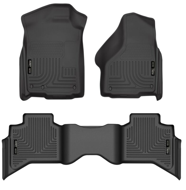 Husky Liners 99011 09-12 Dodge RAM 1500 Quad Cab WeatherBeater Black Front & Second Seat Floor Liner