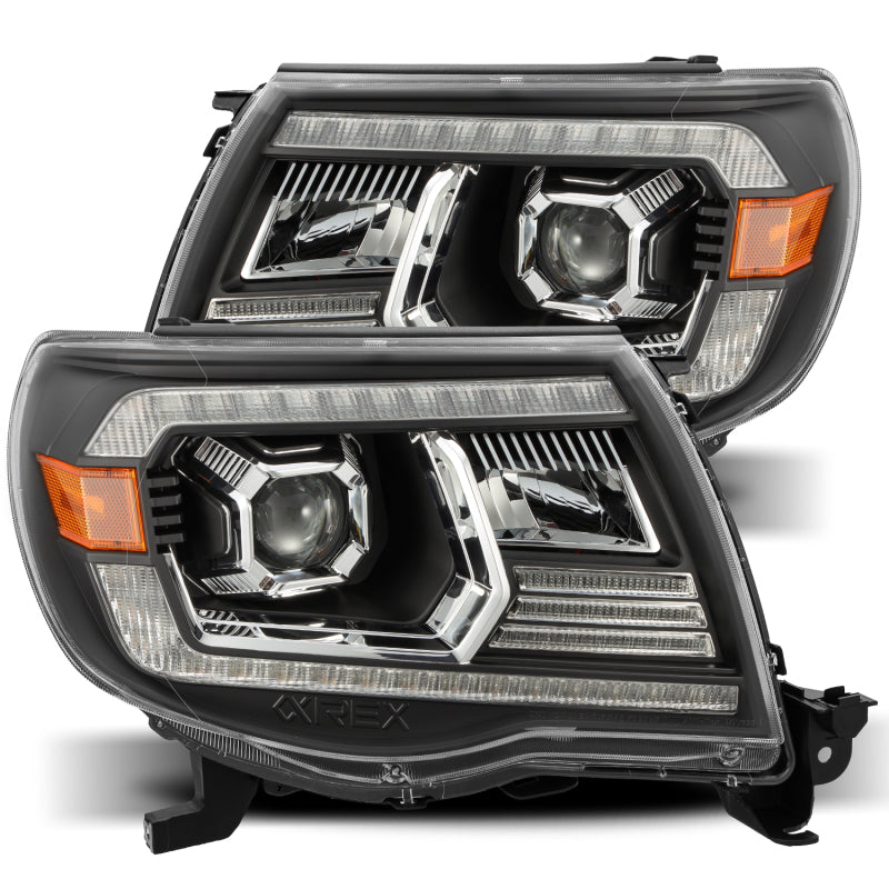 AlphaRex 880738 05-11 Toyota Tacoma PRO-Series Projector Headlights Plank Style Design Black w/DRL