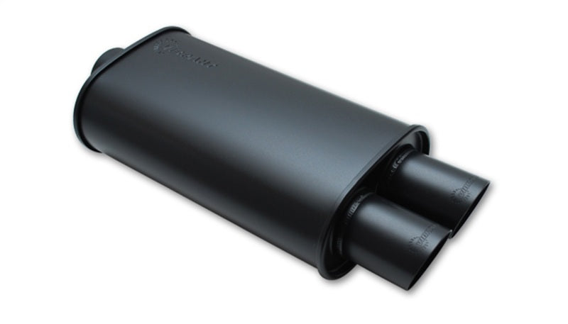 Vibrant 1148 StreetPower FLAT BLACK Oval Muffler with Dual 3in Outlets - 2.5in inlet I.D.