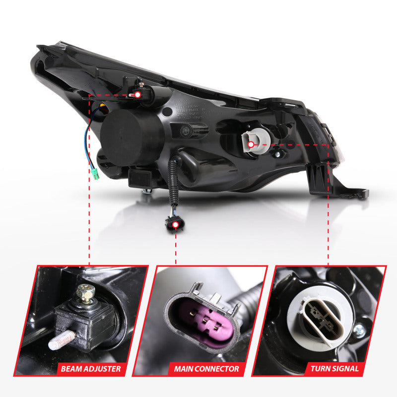 ANZO 121272 2008-2011 Ford Focus Projector Headlights Black