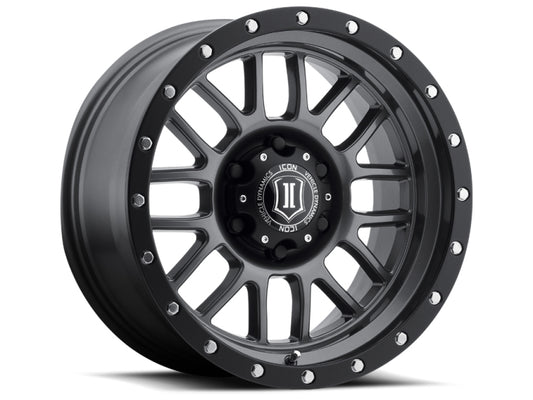 ICON 1217858347GM Alpha 17x8.5 6x5.5 0mm Offset 4.75in BS 106.1mm Bore Gun Metal Wheel