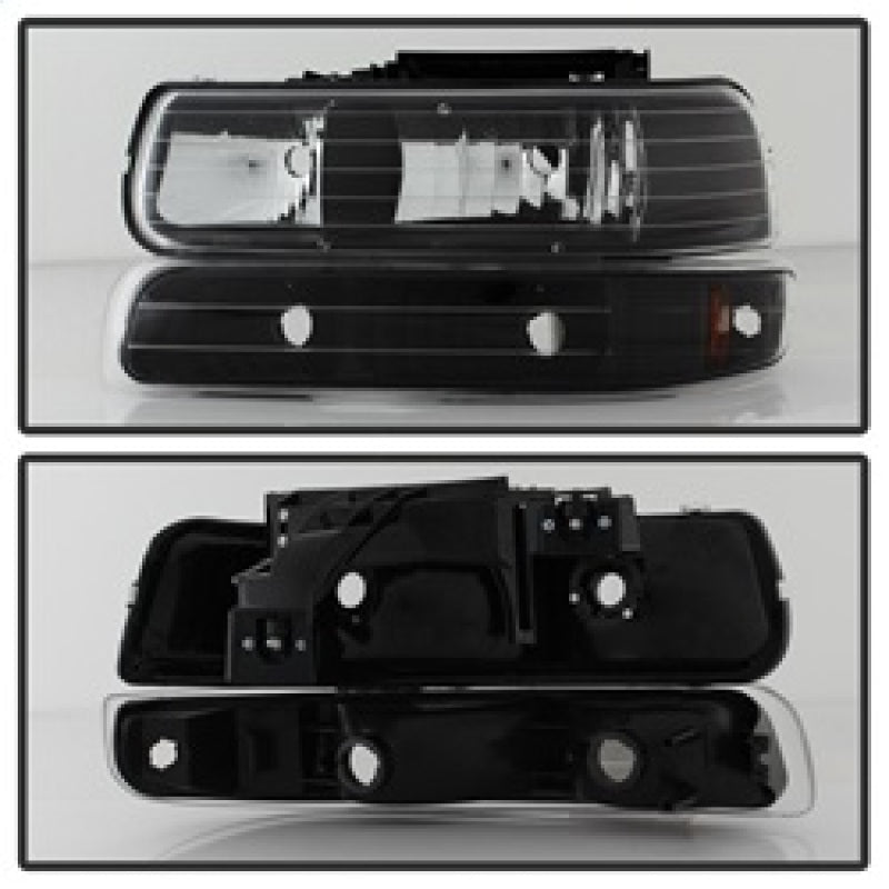 SPYDER 5064219 xTune Chevy Tahoe 00-06 Amber Crystal Headlights w/ Bumper Lights Black HD-JH-CSIL99-SET-AM-BK
