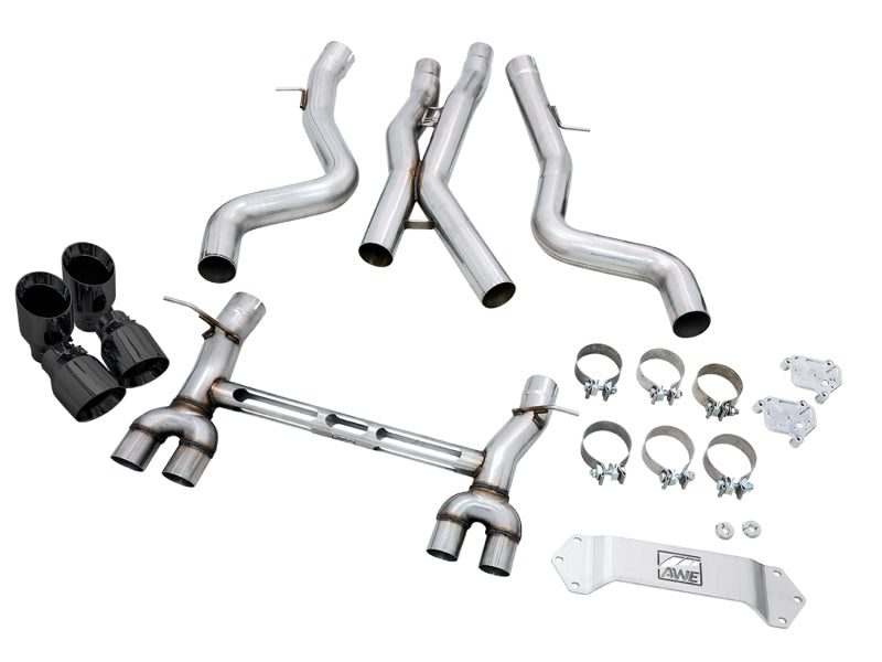 AWE Tuning 3020-43087 BMW F8X M3/M4 Track Edition Catback Exhaust - Diamond Black Tips