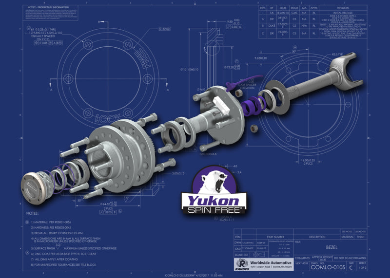 Yukon Gear & Axle YA WU-04 Yukon Gear Spin Free Locking Hub Conversion Kit For Dana 60 & Aam / 00-08 SRW Dodge