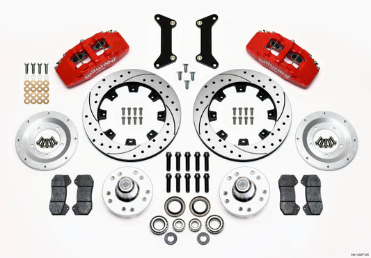 Wilwood 140-12837-DR Dynapro 6 Front Hub Kit 12.19in Drilled Red 79-87 GM G Body
