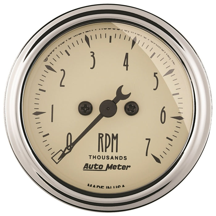 AutoMeter 1897 Autometer 2-1/16in Antique Beige In-Dash 7K RPM Tachometer Gauge