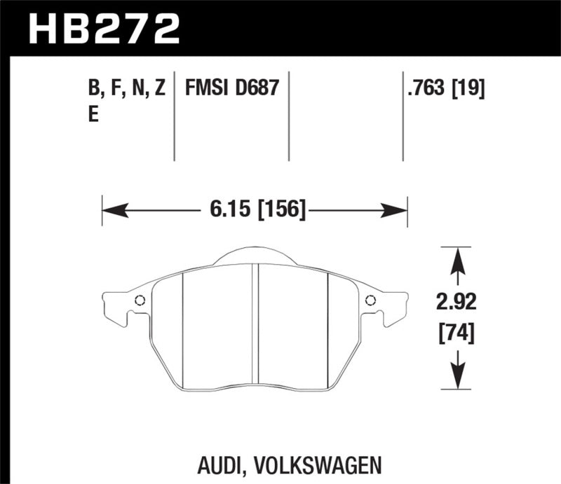 Hawk Performance HB272G.763 Hawk 00-02 Audi TT Base/Quattro 1.8L DTC-60 Race Front Brake Pads