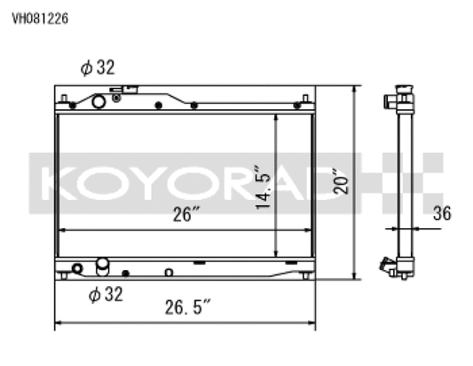 Koyo VH081226 00-09 Honda S2000 2.0/2.2L (MT) Radiator