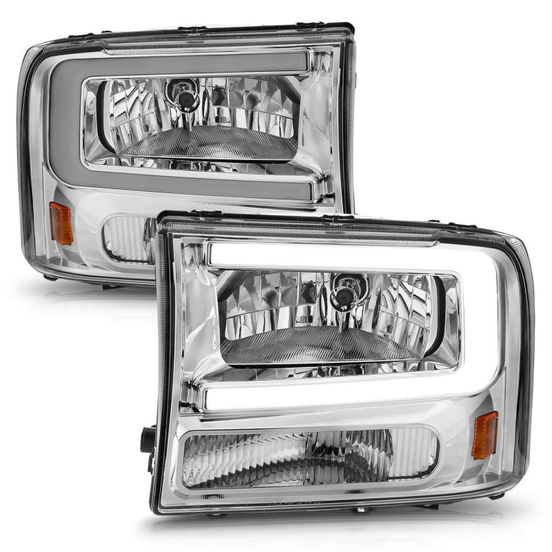 ANZO 111550 99-04 Ford F250/F350/F450/Excursion (excl. 99) Crystal Headlights - w/ Light Bar Chrome Housing