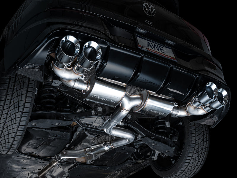 AWE Tuning 3015-42658 AWE MK8 Volkswagen Golf R 3in Touring Edition Quad Exhaust - Chrome Silver Tips