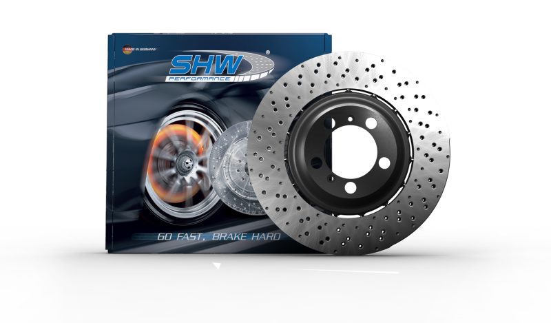 SHW Performance VFX43801 SHW 2022 Audi S3 2.0L Front Cross-Drilled Lightweight Brake Rotor (5WA615301A)