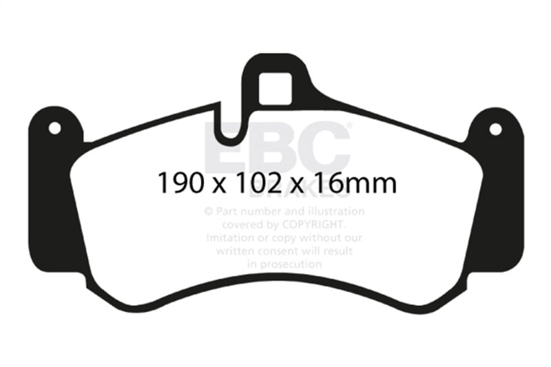 EBC DP41516R 01-03 Porsche 911 (996) (Cast Iron Rotor only) 3.6 Twin Turbo GT2 Yellowstuff Front Brake Pads