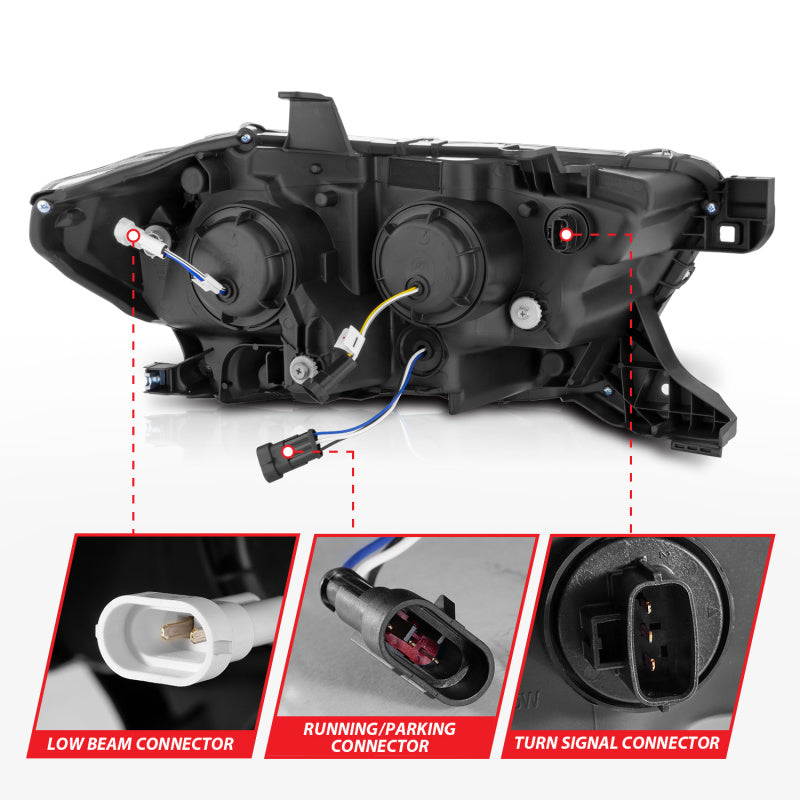 ANZO 111562 16-22 Toyota Tacoma SR/SR5 ONLY Full LED Proj Headlights w/Light Bar Seq. Blk w/Initiation Lgt