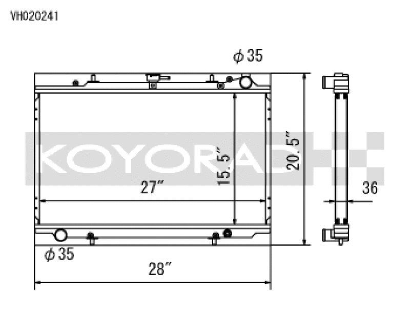 Koyo VH020241 90-96 Nissan 300ZX 3.0L Non Turbo MT Radiator