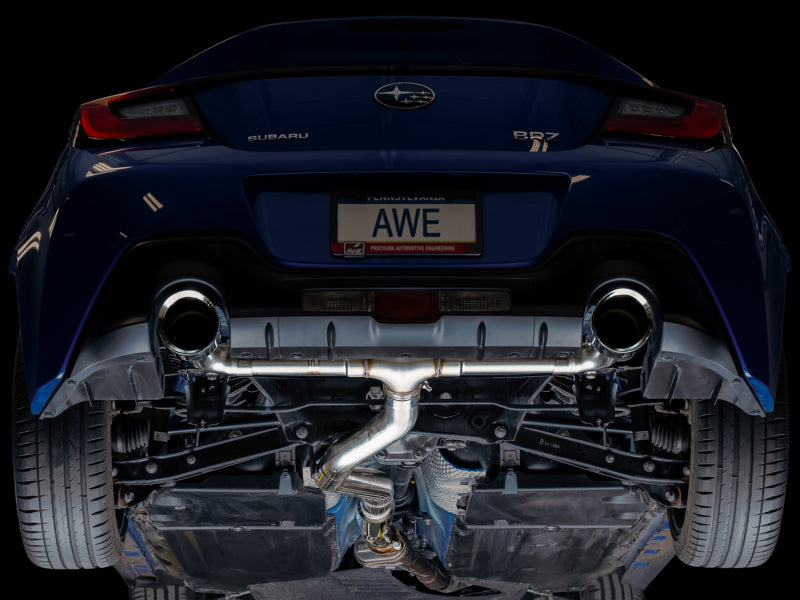 AWE Tuning 3020-32279 AWE Subaru BRZ/ Toyota GR86/ Toyota 86 Track Edition Cat-Back Exhaust- Chrome Silver Tips