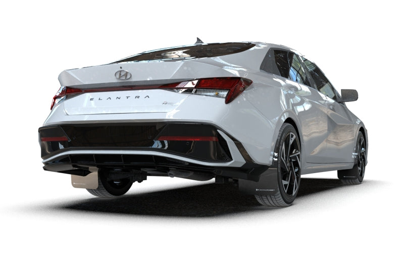 Rally Armor MF120-UR-BLK-WH 2024-25 Hyundai Elantra N/N Line Black Mud Flap w/White Logo