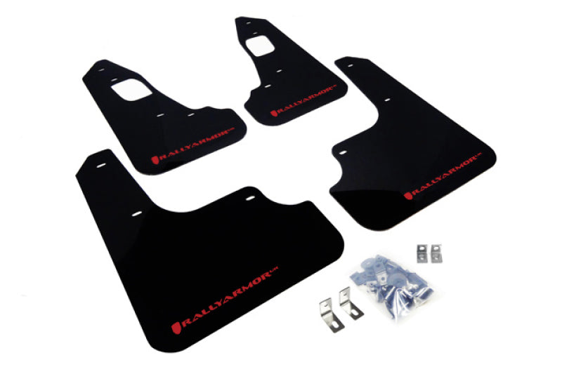 Rally Armor MF10-UR-BLK/RD 08-17 Mitsubishi EVO X Black UR Mud Flap w/ Red Logo