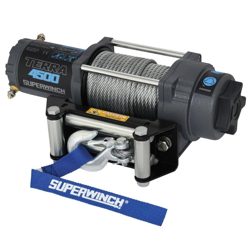 Superwinch 1145260 4500 LBS 12V DC 15/64in x 50ft Steel Rope Terra 4500 Winch - Gray Wrinkle