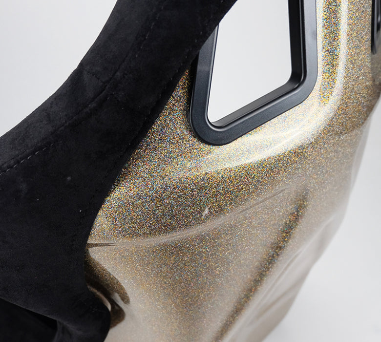 NRG FRP-302BK-ULTRA FRP Bucket Seat ULTRA Edition - Large (Black Alcantara/Gold Glitter Back)