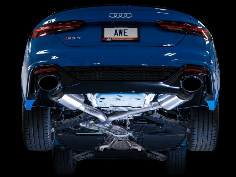 AWE Tuning 3015-33321 Audi B9.5 RS5 Sportback Non-Resonated Touring Edition Exhaust - RS-Style Diamond Blk Tips