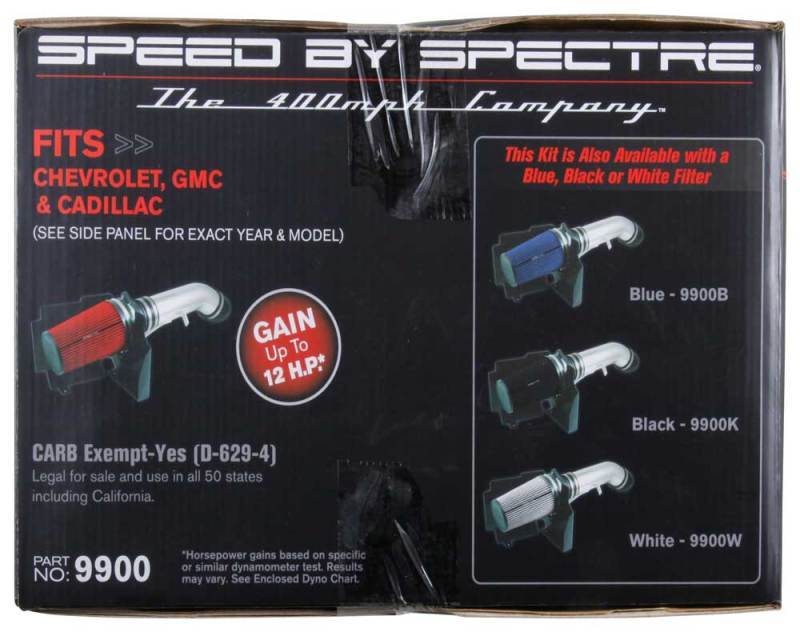 Spectre 9900 99-07 GM Truck V8-4.8/5.3/6.0L F/I Air Intake Kit - Clear Anodized w/Red Filter