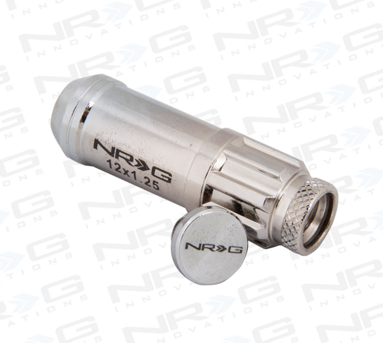NRG LN-LS710SL-21 700 Series M12 X 1.25 Steel Lug Nut w/Dust Cap Cover Set 21 Pc w/Locks & Lock Socket - Silver