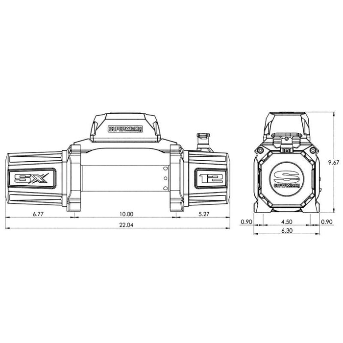 Superwinch 1712200 12000 LBS 12V DC 3/8in x 85ft Wire Rope SX 12000 Winch - Graphite