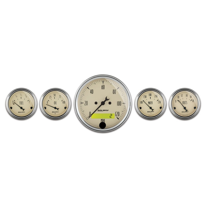 AutoMeter 1809 Gauge Kit 5 Pc. 3-1/8in. & 2-1/16in. Elec. Speedometer Antique Beige