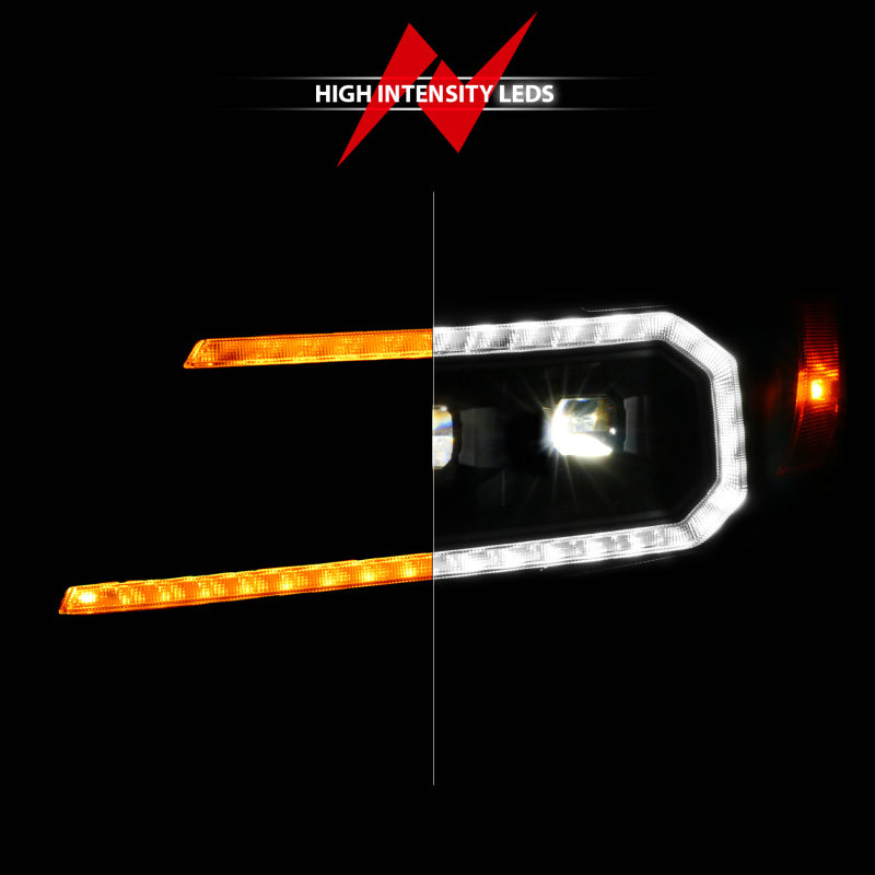 ANZO 111634 15-22 Chevy Colorado Blk Housing Full LED DRL Projector Headlight w/ Sequential Light Bar