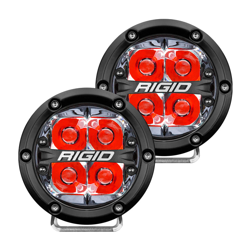 Rigid Industries 36112 360-Series 4in LED Off-Road Spot Beam - Red Backlight (Pair)