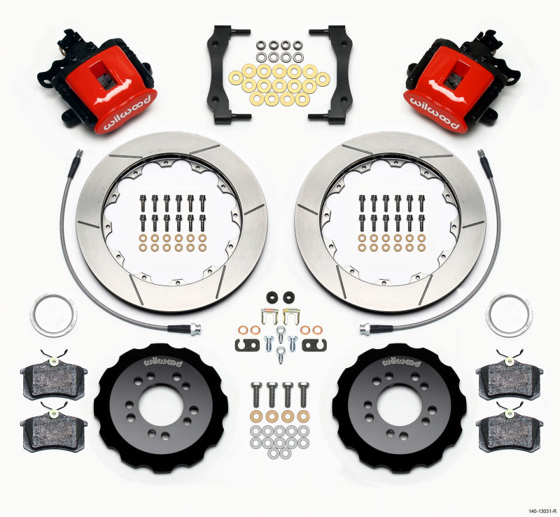 Wilwood 140-13031-R Combination Parking Brake Rear Kit 12.88in Red 2013-Up Ford Focus ST w/ Lines