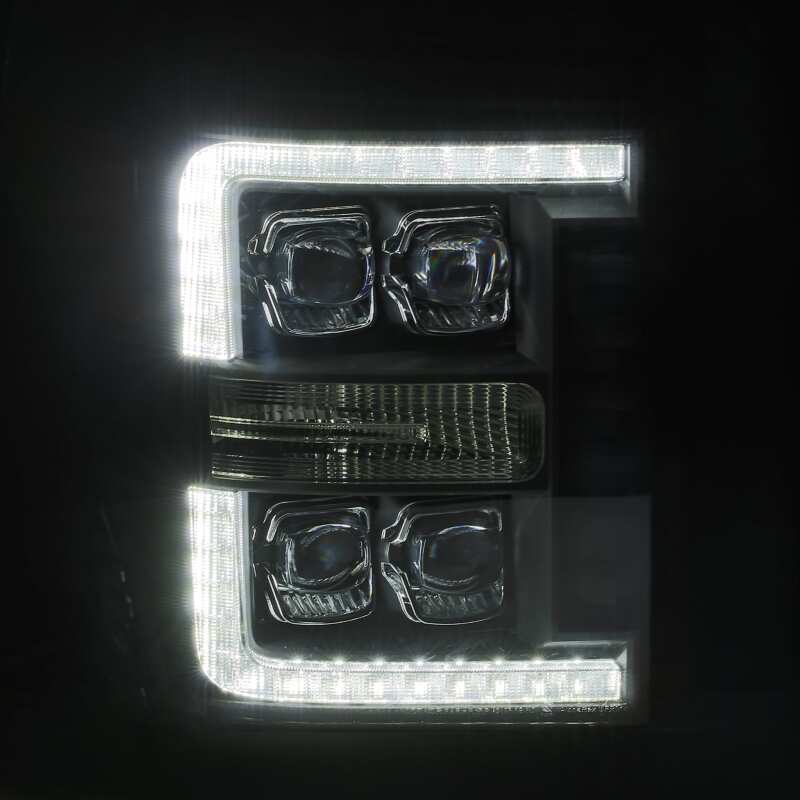 AlphaRex 880147 11-16 Ford F-350 SD NOVA LED Proj Headlights Plank Style Alpha Blk w/Activ Light/Seq Signal